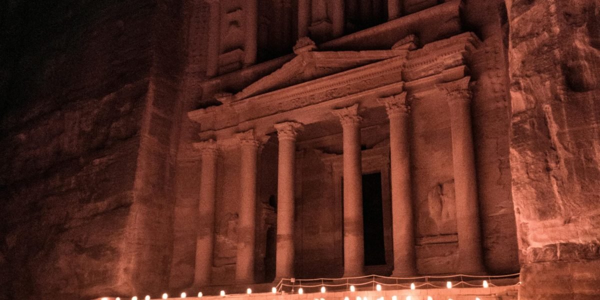 Experience the enchanting glow of candlelit Petra, a UNESCO World Heritage site, under the stars.